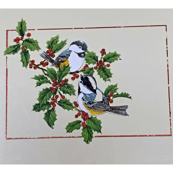 Otagiri Christmas Lacquerware Tray Vintage Sparrow Holly Holiday Trinket Dish - Picture 2 of 9